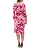 Robe midi moulante pour femme, robe d'été à imprimé floral et fronces latérales 928586 Rose