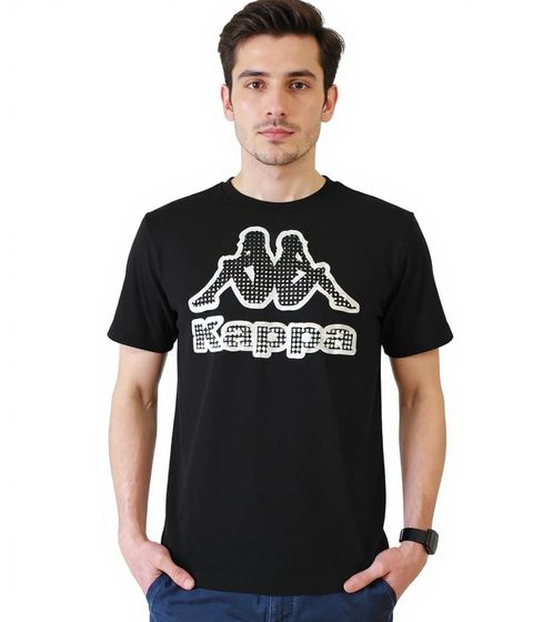 Kappa Herren Baumwoll-Shirt mit großem Logo Rundhals-Shirt Kurzarm-Shirt T-Shirt Oeko-Tex 100 zertifiziert 7085/8191-001 Schwarz