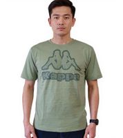 Kappa Men's Cotton T-Shirt with Large Logo Crew Neck Short Sleeve T-Shirt Oeko-Tex 100 Certified 7085/8191 Black, Green, White, or Red