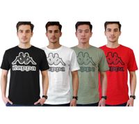 Kappa Men's Cotton T-Shirt with Large Logo Crew Neck Short Sleeve T-Shirt Oeko-Tex 100 Certified 7085/8191 Black, Green, White, or Red
