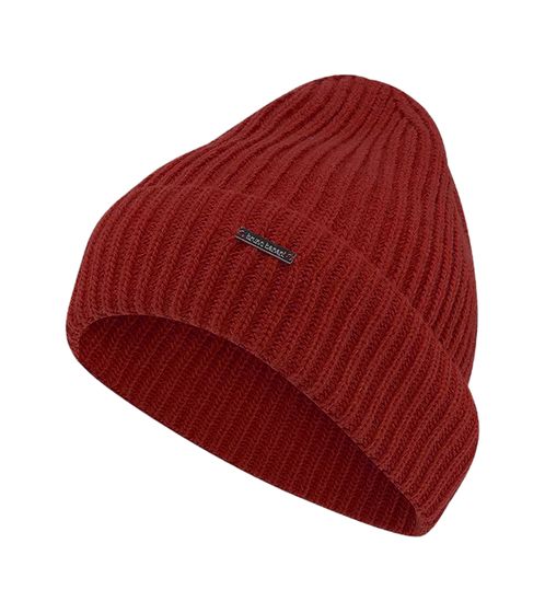 bruno banani beanie simple cotton hat with wool content knitted beanie 75094958 red