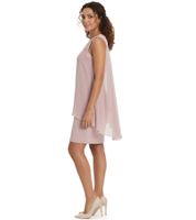 Sustainable women's summer dress with lace details and sequins, mini dress, chiffon dress, business dress, 965847 Pink