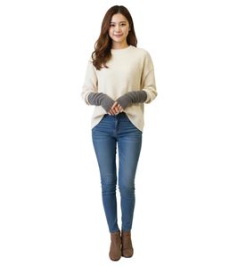 J.Jayz Damen Strick-Stulpen mit Alpaka-Wollanteil leichte Winter-Arm-Stulpen wärmende Handschuhe 98210869 Braun/Grau