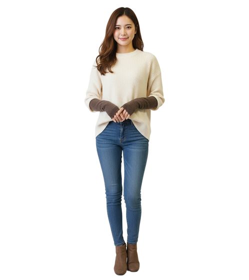 Puños de cachemir de punto fino para mujer de J.Jayz, calentadores de brazos ligeros de invierno, guantes cálidos 93785008 Marrón