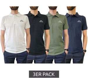 3-pack Kappa men's cotton polo shirt with small embroidery. Polo shirt, short-sleeved pique knit shirt, value pack 303173NC, white, black, dark blue, or green