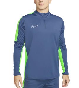 Pull d'entraînement durable NIKE Academy pour homme avec technologie DRI-FIT. T-shirt de sport léger fabriqué à partir de matériaux recyclés. Manches longues Modern Fitness. DX4294-491. Bleu/Gris/Vert fluo