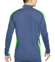 Pull d'entraînement durable NIKE Academy pour homme avec technologie DRI-FIT. T-shirt de sport léger fabriqué à partir de matériaux recyclés. Manches longues Modern Fitness. DX4294-491. Bleu/Gris/Vert fluo