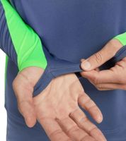 Pull d'entraînement durable NIKE Academy pour homme avec technologie DRI-FIT. T-shirt de sport léger fabriqué à partir de matériaux recyclés. Manches longues Modern Fitness. DX4294-491. Bleu/Gris/Vert fluo