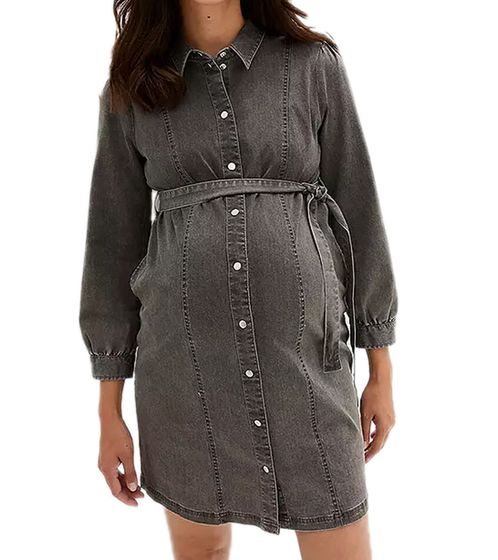 Women's Cotton Dress, Spring Dress with Button Front, Maternity Dress, Mini Dress, Maternity Wear, Denim Dress 936090 Gray