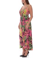 Robe longue d'été légère pour femme à imprimé floral 954051 Vert/Rose/Jaune/Noir/Orange