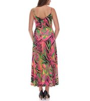 Robe longue d'été légère pour femme à imprimé floral 954051 Vert/Rose/Jaune/Noir/Orange