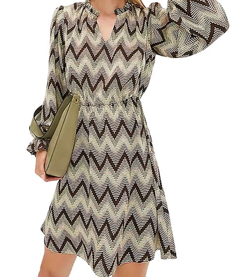 Lightweight women's spring dress with snake print and spikes. Summer dress, midi dress 926355 Black/Green/Beige