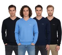 HACKETT LONDON GOLF Men's Cotton V-Neck Sweater, Knit Pullover, Long-Sleeved Shirt, HMX500D, Black, Blue, or Dark Blue
