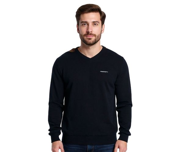 HACKETT LONDON GOLF Men's Cotton V-Neck Sweater, Long-Sleeved Shirt, HMX500F, Black