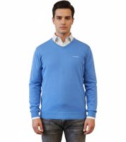 HACKETT LONDON GOLF Herren Baumwoll-Pullover Strick-Pullover mit V-Ausschnitt Langarm-Shirt HMX5000F Blau