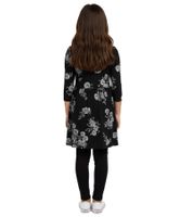 Vestido de algodón para niña KIDSWORLD con estampado de flores y estrellas, color negro o azul oscuro.