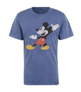 T-shirt homme RE:COVERED X Disney avec grand imprimé Mikey Mouse, en coton, col rond, bleu marine, MMDIS2284