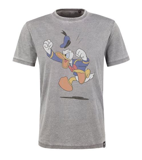 RE:COVERED X Disney Men's T-Shirt with Donald Duck Print, Round Neck, Cotton Shirt, MMDIS2289 Gray