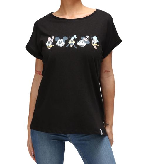 RE:COVERED X Disney Women's T-Shirt, Cotton, Crew Neck, Short Sleeve, RCDIF2062 Black