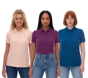 ELEVATE Calgary Women's Cotton Polo Shirt, Pique Knit, 200 g/m², Pink-Blush, Purple, or Blue