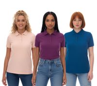 ELEVATE Calgary Polo da donna Polo in cotone Pique Knit 200 g/m² Rosa-Blush, Viola o Blu