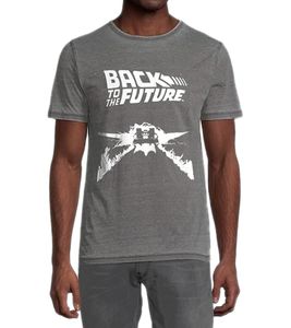 RE:COVERED X BACK TO THE FUTURE Men's T-Shirt with Back to the Future Print, Casual Cotton T-Shirt, Crew Neck, PCUNV529 Gray