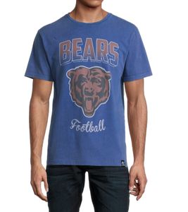 RE:COVERED X NFL Men's T-Shirt with BEARS Logo, Cotton Crew Neck Shirt with Football Print, PCNFL912 Blue