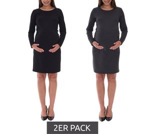 Lot de 2 robes de maternité basiques pour femmes, robe de printemps, robe pull, robe de grossesse, mini-robe, vêtements de maternité 936292, gris/noir