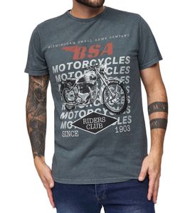 T-shirt homme RE:COVERED X BSA, imprimé moto, en coton, col rond, gris, MMBSA306