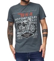 T-shirt homme RE:COVERED X BSA, imprimé moto, en coton, col rond, gris, MMBSA306