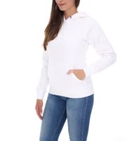 Elevate Charon Damen Hoodie schlichter Baumwoll-Pullover mit Kängurutasche Sweater 3823401 Weiß