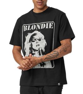 T-shirt homme RE:COVERED X BLONDIE avec imprimé visage Heart of Glass, chemise de tous les jours, chemise en coton, chemise à manches courtes, MMESY125, noir