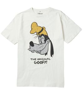 T-shirt homme RE:COVERED X Disney avec grand imprimé Goofy Geef en coton, col rond, blanc, PCDIS1152