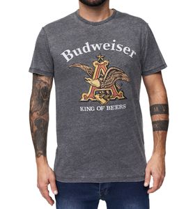 RE:COVERED X BUDWEISER Men's T-Shirt with Large Logo - Everyday Shirt - Cotton Shirt - Short-Sleeved Shirt - MMABI405 Gray RE:COVERED X BUDWEISER Men's T-Shirt with Large Logo - Everyday Shirt - Cotton Shirt - Short-Sleeved Shirt - MMABI405 Gray
