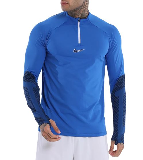 NIKE Strike Drill Men's Long-Sleeved Sports Shirt with DRI-FIT Technology, Lightweight Training Long-Sleeve Football Shirt with Geometric Pattern DH8732-463 Blue