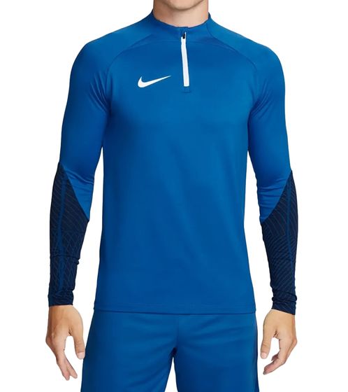 NIKE Strike 23 Men's Sustainable Sports Shirt with DRI-FIT Technology, Lightweight Training Long-Sleeve Soccer Shirt with Geometric Pattern, DR2294-463 Blue/Black