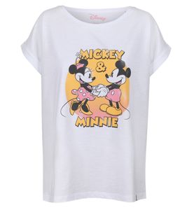 RE:COVERED X Disney Women's T-Shirt with Mickey Mouse Design Cotton Shirt Round Neck Shirt RCDIF2064 White