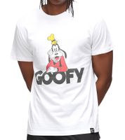 T-shirt homme RE:COVERED X Disney avec grand imprimé Goofy Geef, en coton, col rond, blanc, MMDIS2797