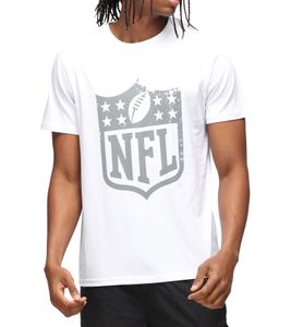 T-shirt homme RE:COVERED X NFL avec imprimé bouclier vintage en coton, col ras du cou, blanc, MMNFL1197