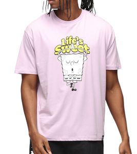 RE:COVERED X Nickelodeon T-shirt homme motif Bob l'éponge en coton à col rond MMVCM320 Violet