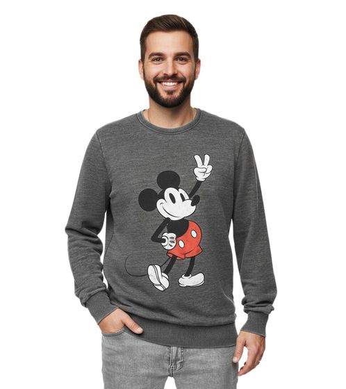 RE:COVERED X DISNEY Men's Crew Neck Sweater with MICKEY MOUSE Print. Everyday Sweater with Cotton Content. MMDIS2489 Gray.