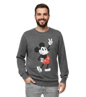 RE:COVERED X DISNEY Men's Crew Neck Sweater with MICKEY MOUSE Print. Everyday Sweater with Cotton Content. MMDIS2489 Gray.