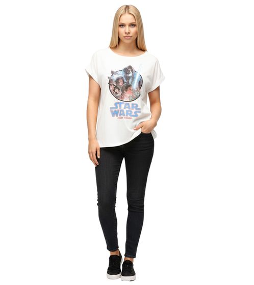 RE:COVERED X STAR WARS Women's T-Shirt with "The Last Command" Print, Cotton T-Shirt, Short-Sleeved Shirt, MMSTW2394, Ecru-White