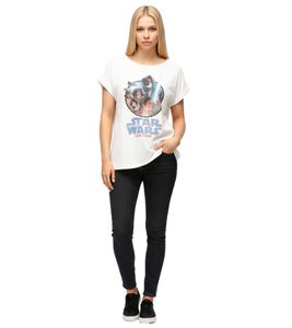 RE:COVERED X STAR WARS Women's T-Shirt with "The Last Command" Print, Cotton T-Shirt, Short-Sleeved Shirt, MMSTW2394, Ecru-White