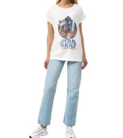 RE:COVERED X STAR WARS Women's T-Shirt with "The Last Command" Print, Cotton T-Shirt, Short-Sleeved Shirt, MMSTW2394, Ecru-White
