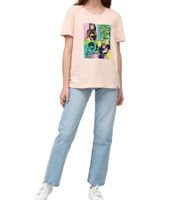 RE:COVERED X MARVEL Women's T-Shirt with "Pop Art Portrait" Print, Cotton T-Shirt, Short-Sleeved Shirt, MMMARV1125 Pink