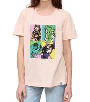 RE:COVERED X MARVEL Women's T-Shirt with "Pop Art Portrait" Print, Cotton T-Shirt, Short-Sleeved Shirt, MMMARV1125 Pink