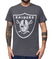 RE:COVERED X NFL OAKLAND RAIDERS Men's T-Shirt with Large Logo, Crew Neck, PCNFL717 Gray