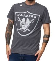 RE:COVERED X NFL OAKLAND RAIDERS Men's T-Shirt with Large Logo, Crew Neck, PCNFL717 Gray