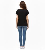 RE:COVERED X Schlümpfe Damen T-Shirt mit Schlumpf Print Baumwoll-Shirt Boyfriend-Cut Rundhals-Shirt RCSMF117 Schwarz